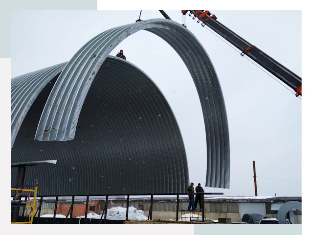 Полукруглые ангары в Ефремах